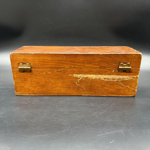 Vintage Wooden Recipe Box Kitchen Storage Hinged Lid 2 Compartments Retro As Is - Picture 5 of 13